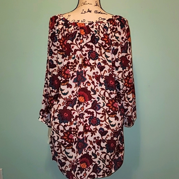Liz Claiborne floral paisley top size large - Picture 3 of 6